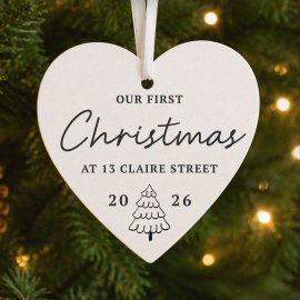 (image for) Personalised Christmas Tree Wooden Heart Decoration