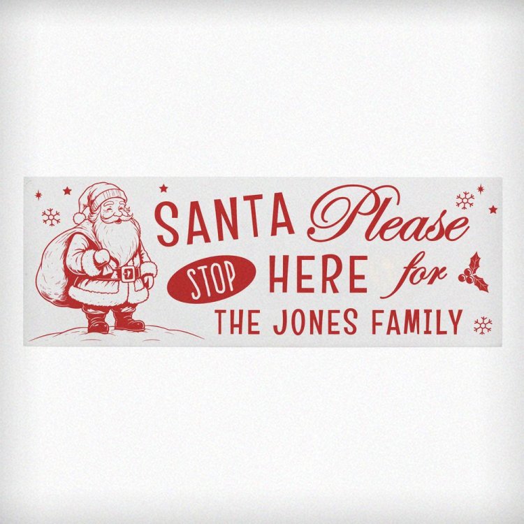 Modal Additional Images for Personalised Santa Stop Here Wooden Mantle Block