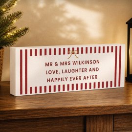 (image for) Personalised Candy Cane Stripe Wooden Mantle Block