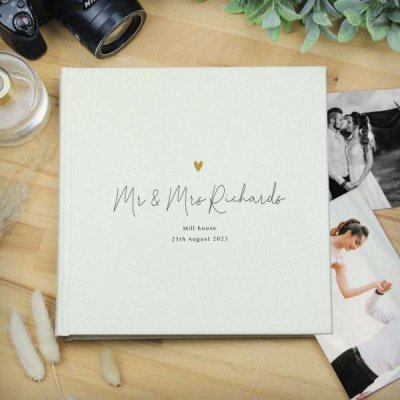 (image for) Personalised Gold Heart Couples Square Photo Album