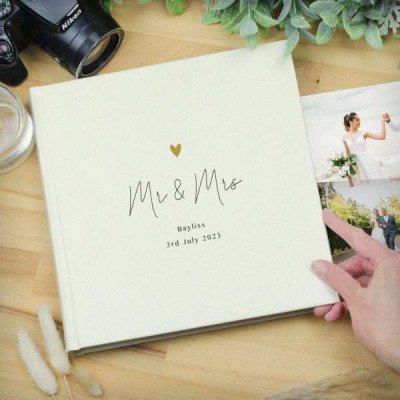 (image for) Personalised Gold Heart Couples Square Photo Album