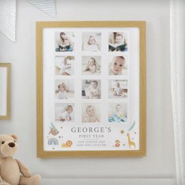 (image for) Personalised Animals Oak Multi Photo Frame