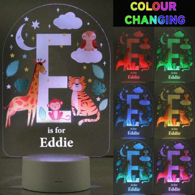 (image for) Personalised Animal Alphabet LED Colour Changing Night Light