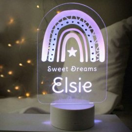 (image for) Personalised Pink Rainbow LED Colour Changing Night Light