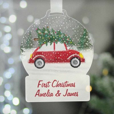 (image for) Personalised Driving Home For Christmas Acrylic Snowglobe Decoration