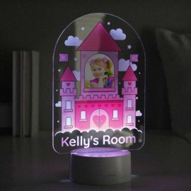 (image for) Personalised Pink Castle Photo Upload LED Colour Changing Night Light
