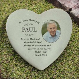 (image for) Personalised In Loving Memory Photo Upload Memorial Resin Heart