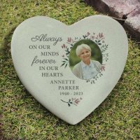 (image for) Personalised Floral Photo Upload Memorial Resin Heart