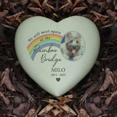 (image for) Personalised Pet Rainbow Photo Upload Memorial Resin Heart