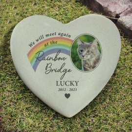 (image for) Personalised Pet Rainbow Photo Upload Memorial Resin Heart