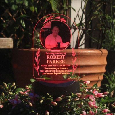 (image for) Personalised Memorial Photo Upload Outdoor Solar Light