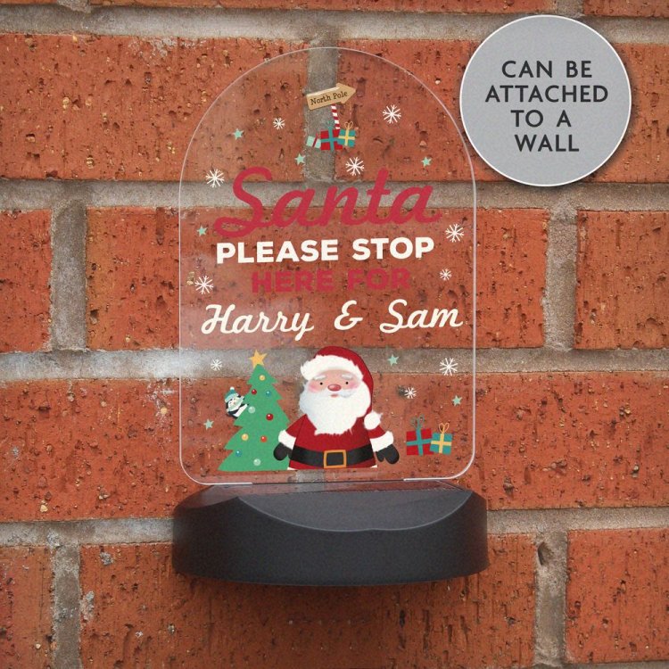 Modal Additional Images for Personalised Santa Stop Here Outdoor Solar Light