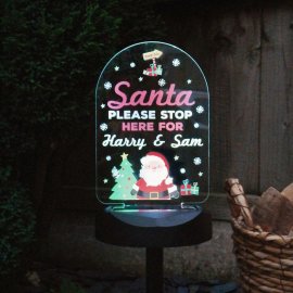 (image for) Personalised Santa Stop Here Outdoor Solar Light