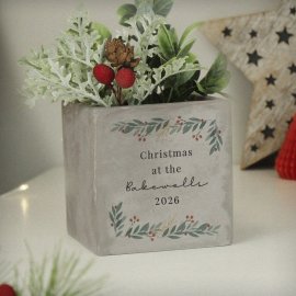 (image for) Personalised Christmas Foliage Concrete Planter