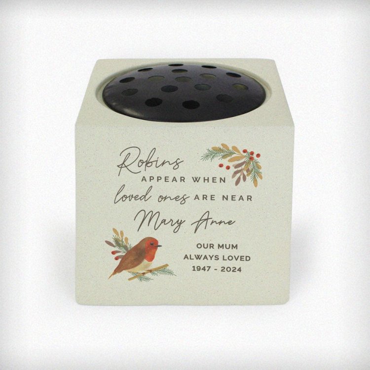Modal Additional Images for Personalised Robins Appear Memorial Vase