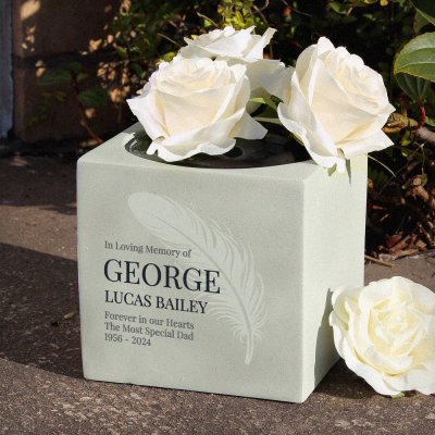 Personalised Feather Memorial Vase (image for) Personalised Feather Memorial Vase