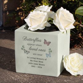 (image for) Personalised Butterflies Appear Memorial Vase