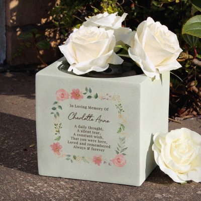 Personalised Floral Memorial Vase (image for) Personalised Floral Memorial Vase