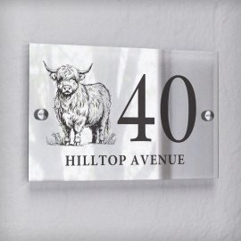 (image for) Personalised Highland Cow Acrylic House Sign
