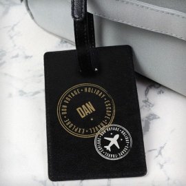 (image for) Personalised Stamped Black Luggage Tag