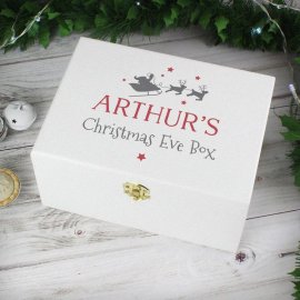 (image for) Personalised Christmas Eve White Wooden Box