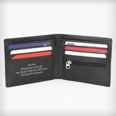 (image for) Personalised Free Text Black Leather Wallet