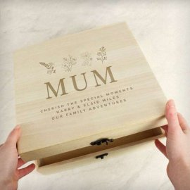 (image for) Personalised Floral Wooden Keepsake Box