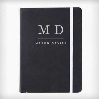 (image for) Personalised Initials Black Hardback Notebook