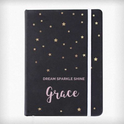 (image for) Personalised Starry Black Hardback Notebook