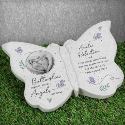 (image for) Personalised Butterflies Appear Photo Upload Memorial Resin Butterfly