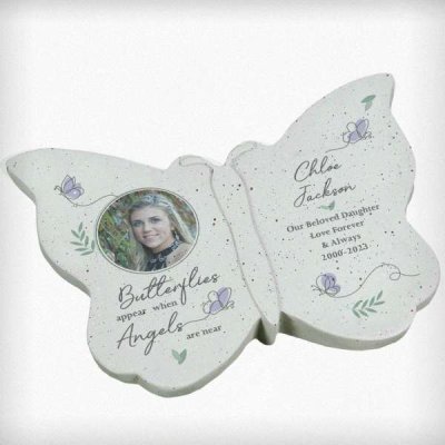 (image for) Personalised Butterflies Appear Photo Upload Memorial Resin Butterfly