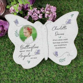 (image for) Personalised Butterflies Appear Photo Upload Memorial Resin Butterfly