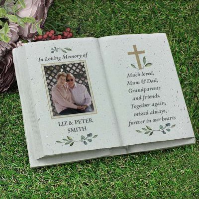 (image for) Personalised Memorial Cross Photo Upload Resin Book