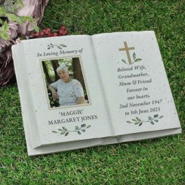 (image for) Personalised Memorial Cross Photo Upload Resin Book