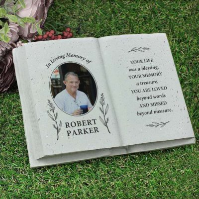 (image for) Personalised Botanical Memorial Photo Upload Resin Book