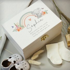 (image for) Personalised Elephant Wooden Keepsake Box