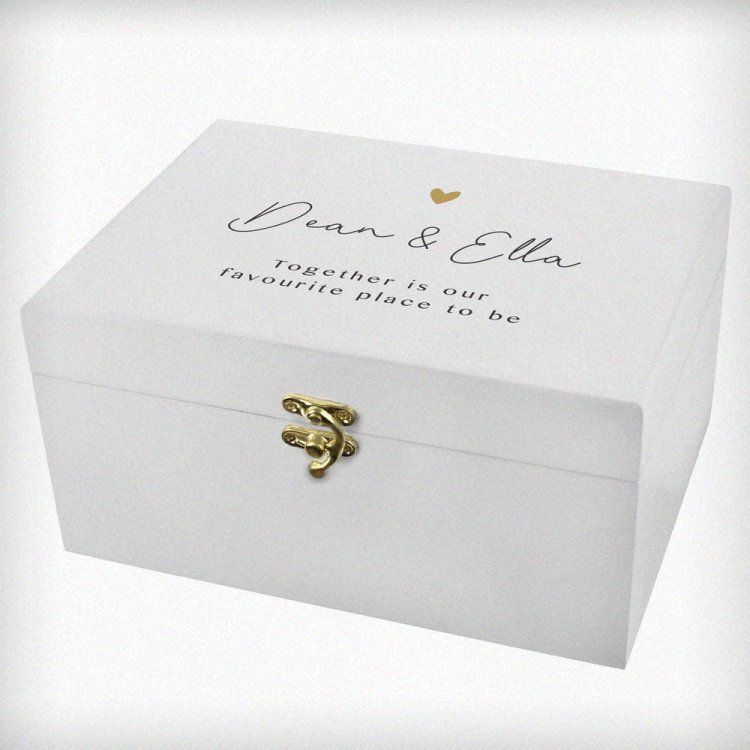 Modal Additional Images for Personalised Gold Heart White Memory Box