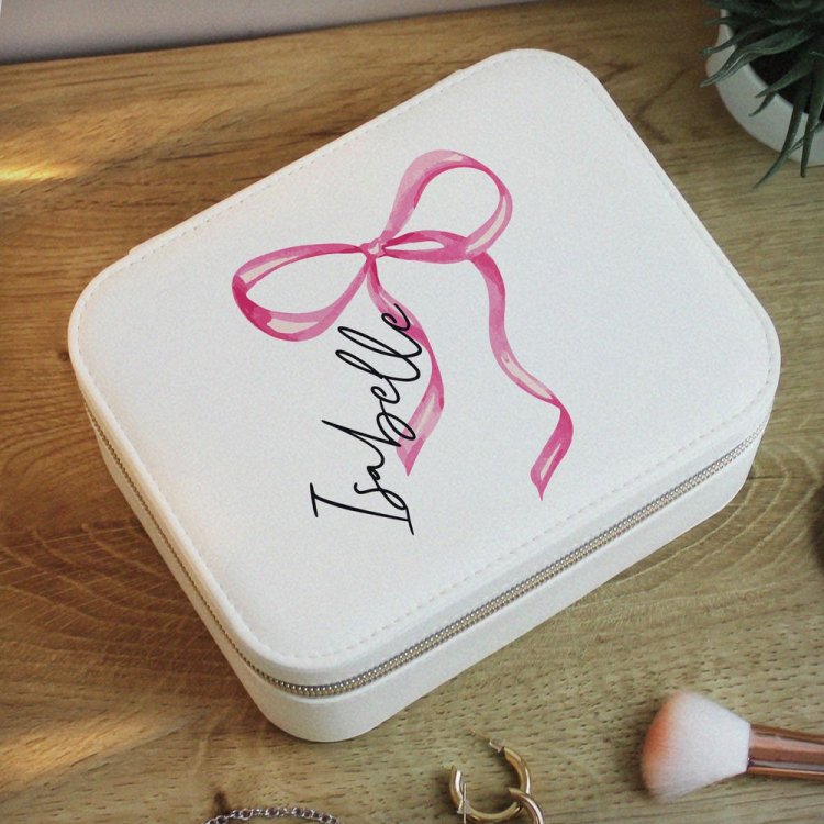 Modal Additional Images for Personalised Bow Leatherette Jewellery Box