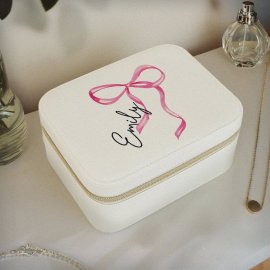 (image for) Personalised Bow Leatherette Jewellery Box