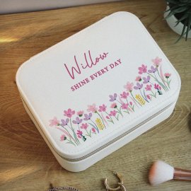 (image for) Personalised Floral Leatherette Jewellery Box