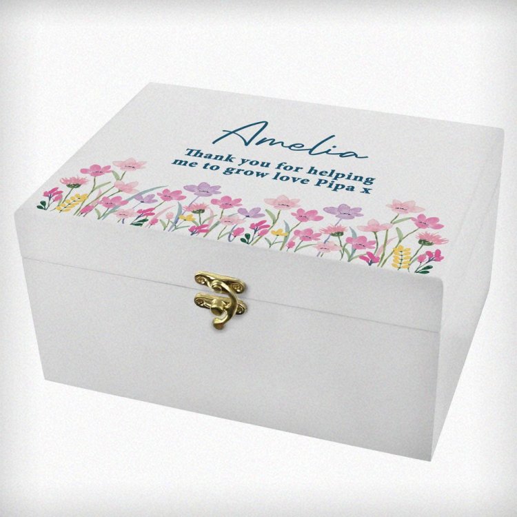 Modal Additional Images for Personalised Floral Wooden Keepsake Box
