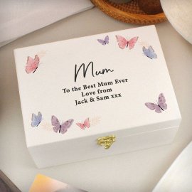 (image for) Personalised Butterfly Wooden Keepsake Box
