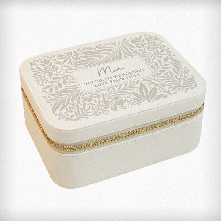 Modal Additional Images for Personalised Cream Floral Leatherette Jewellery Box
