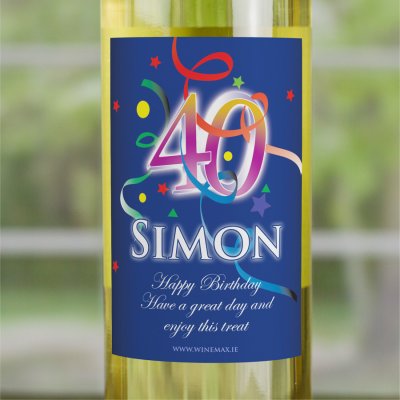 (image for) 40th Birthday Personalised Birthday Gift Labelled Wine