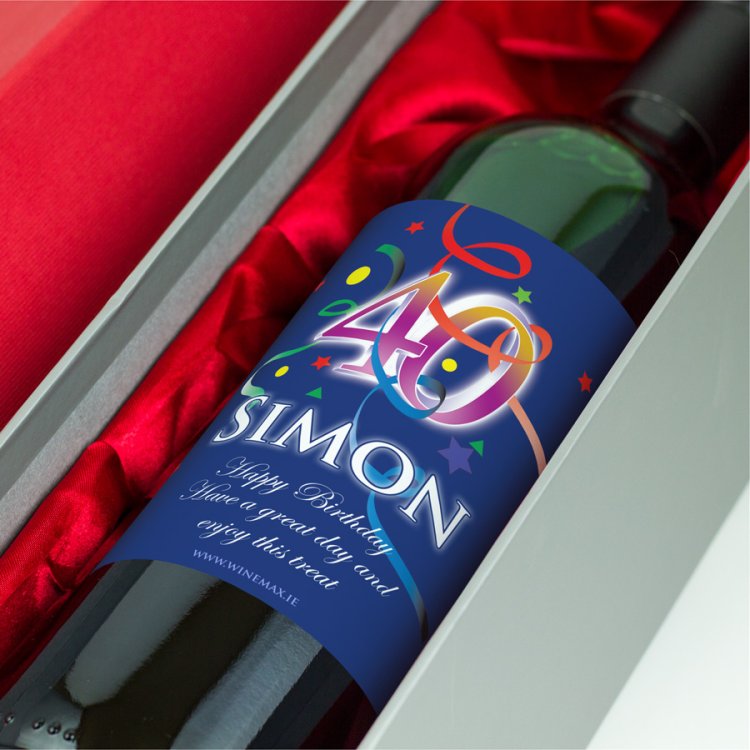 (image for) 40th Birthday Personalised Birthday Gift Labelled Wine - Click Image to Close