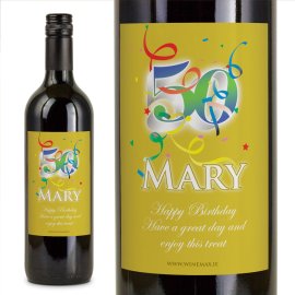 (image for) 50th Birthday Personalised Birthday Gift Labelled Wine