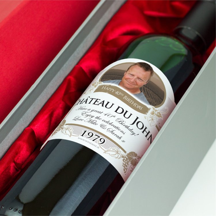 (image for) 40th Birthday Present Personalised Birthday Gift Wine - Click Image to Close