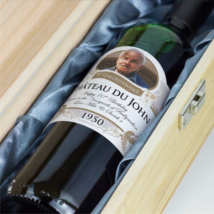 Modal Additional Images for 70th Birthday Present Personalised Gift Wine