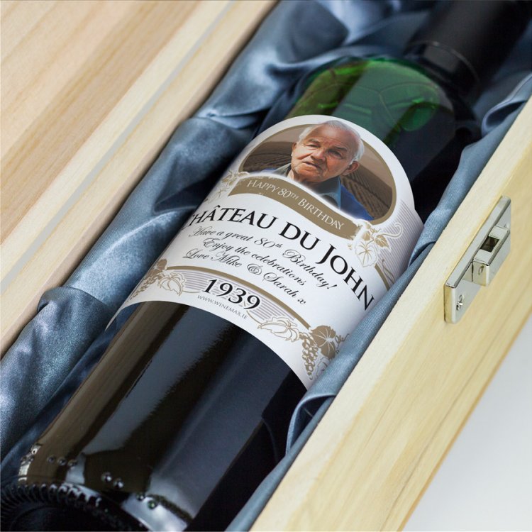 (image for) 80th Birthday Gift Personalised Chateau Wine - Click Image to Close
