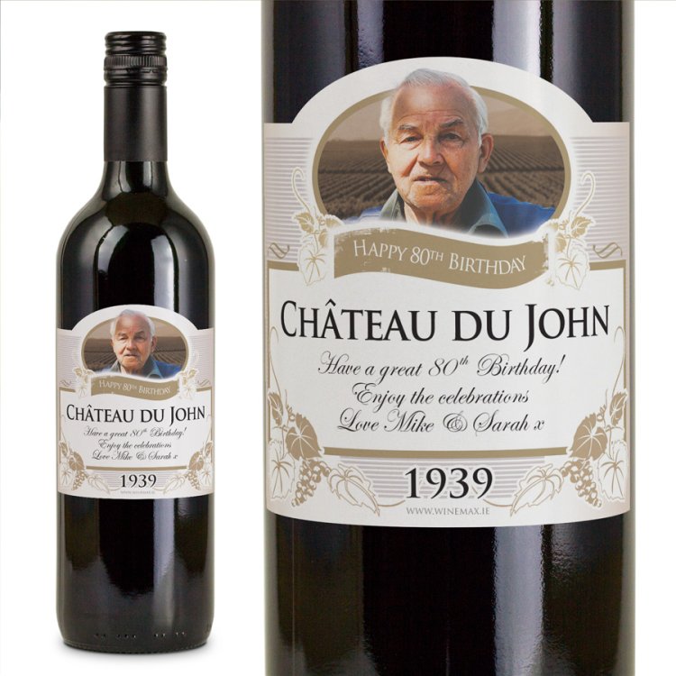 (image for) 80th Birthday Gift Personalised Chateau Wine - Click Image to Close